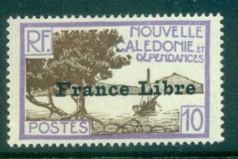 New Caledonia 1941 Pictorials Opt France Libre, Bay of Paletuviers 10c