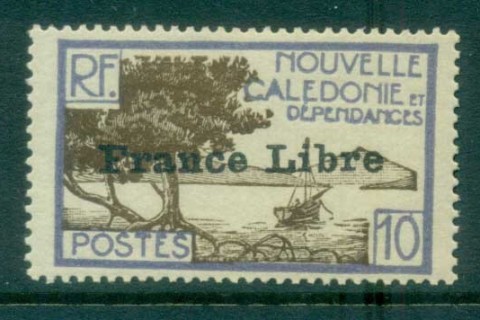 New Caledonia 1941 Pictorials Opt France Libre, Bay of Paletuviers 10c