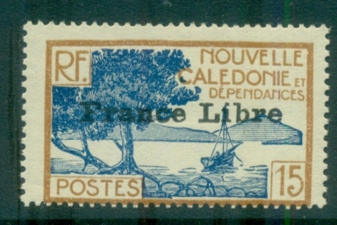 New Caledonia 1941 Pictorials Opt France Libre, Bay of Paletuviers 15c