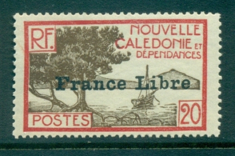 New Caledonia 1941 Pictorials Opt France Libre, Bay of Paletuviers 20c