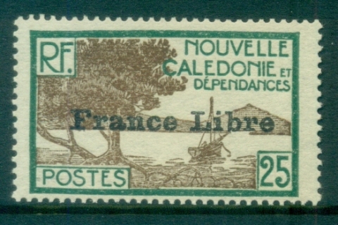 New Caledonia 1941 Pictorials Opt France Libre, Bay of Paletuviers 25c