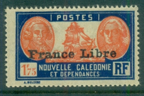 New Caledonia 1941 Pictorials Opt France Libre, Bougainville & La Perouse 1.75fr