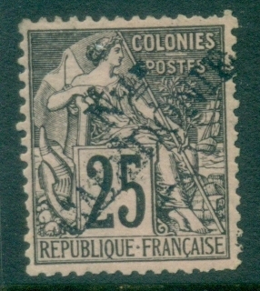 New Caledonia 1892 French Colonies Opt Black on Rose 1c