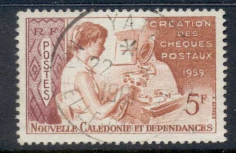 New Caledonia 1960 Girl Operating Cheque Writer 5f