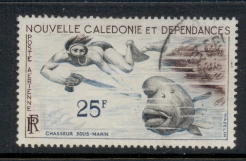 New Caledonia 1962 Diver shooting Fish