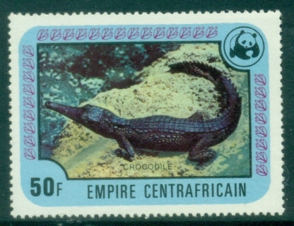 Central-African-Republic-1978-Global-Conservation-Endangered-Species-50fr-Crocodile-MUH