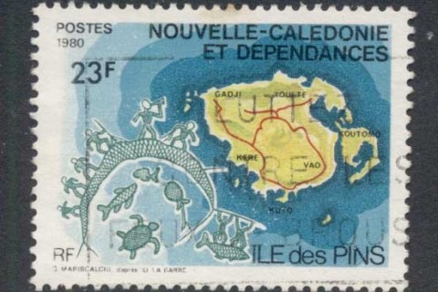 New Caledonia 1980 Map of Pine Tree Is