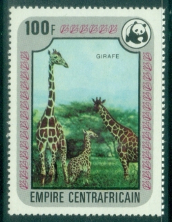 Central-African-Republic-1978-Global-Conservation-Endangered-Species-100fr-Giraffe-MUH