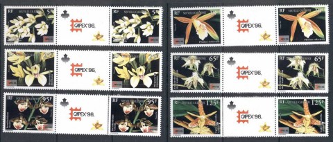 New Caledonia 1996 Flowers, Orchids Capex prs + labels