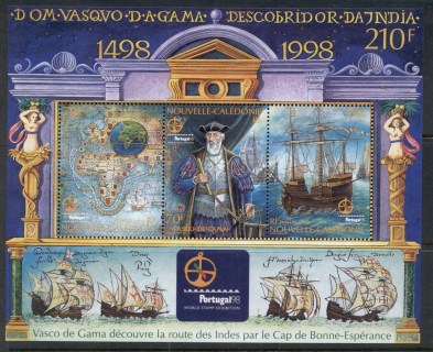 New Caledonia 1998 Vasco da Gama, Portugal '98, Ship, Map MS