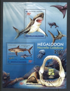 New Caledonia 1999 Prehistoric Animals Megalodon tooth, Marine Life MS