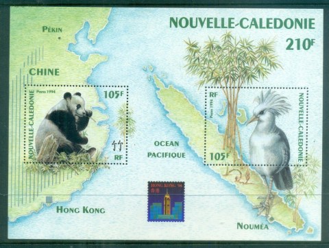 New Caledonia 1994 Hong Kond '94, Panda, Birds MS