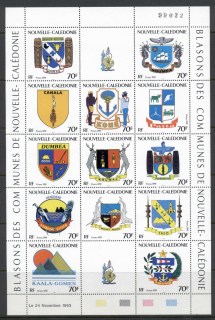 New-Caledonia-1993-Town-Coats-of-Arms-MS-MUH