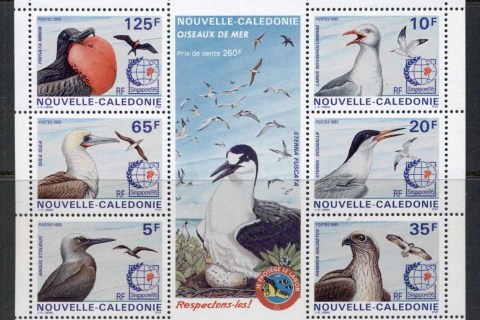 New Caledonia 1995 Seabirds, Singapore '95 MS