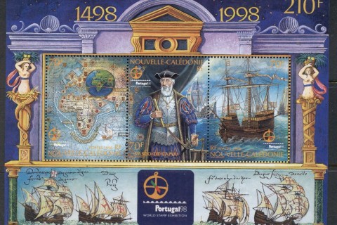 New Caledonia 1998 Vasco da Gama, Portugal '98, Ship, Map MS