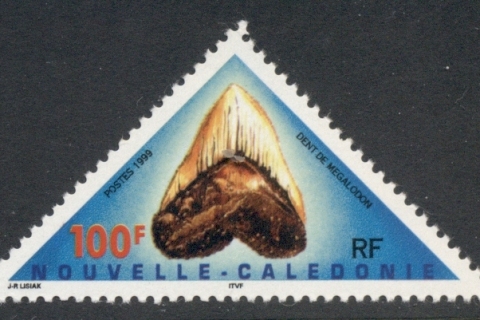 New Caledonia 1999 Prehistoric Animals Megalodon tooth, Marine Life