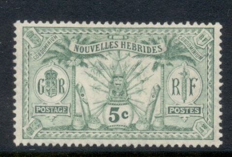 New Hebrides (Fr) 1911 Native Idols Wmk. Crown CA 5c