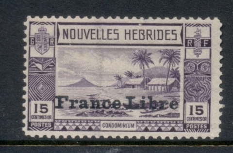 New Hebrides (Fr) 1941 Beach Scene Opt France Libre 15c