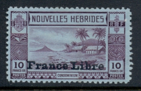 New Hebrides (Fr) 1941 Beach Scene Opt France Libre 10f