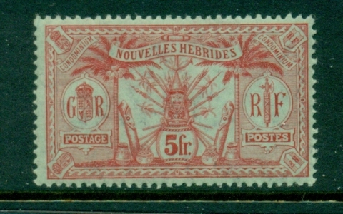 New Hebrides (Fr) 1911 Idols, Wmk CA 5f