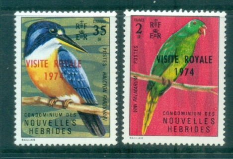 New Hebrides (Fr) 1974 Birds Opt Royal Visit