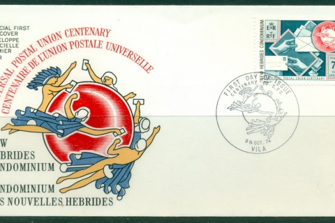 New Hebrides (fr) 1974 UPU Centenary FDC