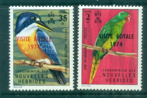 New Hebrides (Fr) 1974 Birds Opt Royal Visit