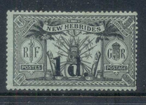 New Hebrides (Br) 1920-21 Native Idols, Surch 1d on 1/-