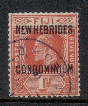 New Hebrides (Br) 1910 Opt on Fiji 1d