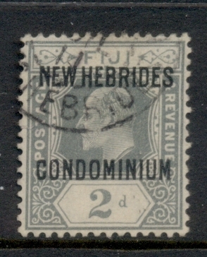 New Hebrides (Br) 1910 Opt on Fiji 2d