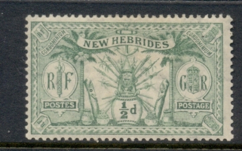 New Hebrides (Br) 1911 Native Idols Wmk. Crown CA 0.5d