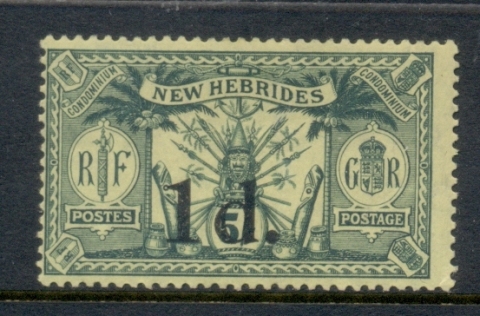 New Hebrides (Br) 1920-21 Native Idols 1d on 5/-