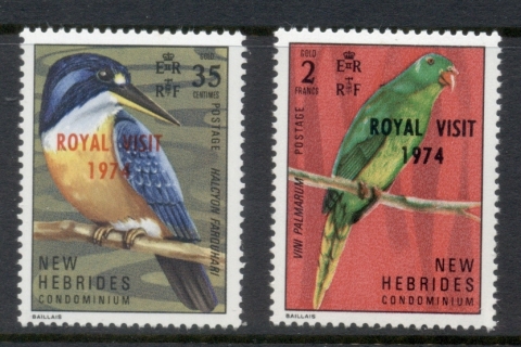 New Hebrides (Br) 1974 Birds Opt. Royal Visit