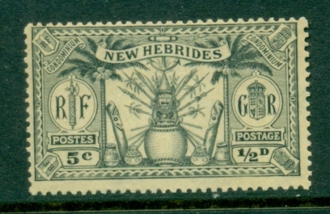 New Hebrides (Br) 1925 Native Idols 5c,0.5d