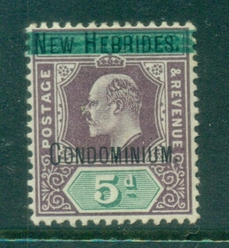 New Hebrides (Br) 1908-09 KEVII Opt on Fiji , Wmk Crown CA 5d