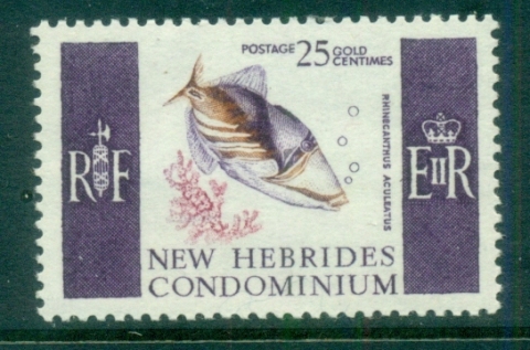 New Hebrides (Br) 1963-67 Pictorials, Striped Triggerfish 25c