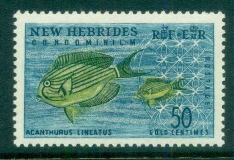 New Hebrides (Br) 1963-67 Pictorials, Lined Tang Fish 50c