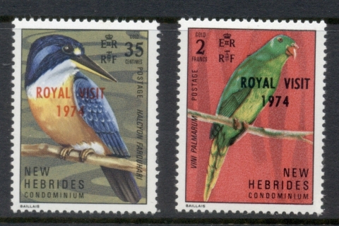 New Hebrides (Br) 1974 Birds Opt. Royal Visit