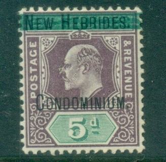 New Hebrides (Br) 1908-09 KEVII Opt on Fiji , Wmk Crown CA 5d