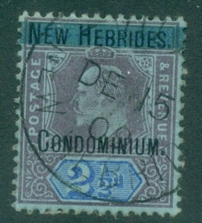 New Hebrides (Br) 1908-09 KEVII Opt on Fiji , Wmk Crown CA 2.5d