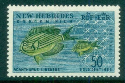 New Hebrides (Br) 1963-67 Pictorials, Lined Tang Fish 50c