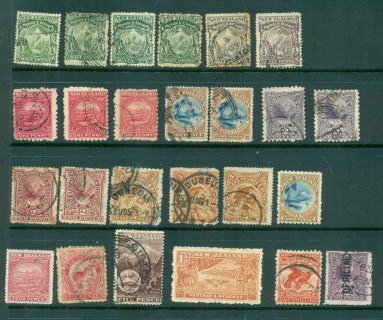 New-Zealand-1898-1907-Pictorials-Assorted-oddments-faults-FU-lot71526