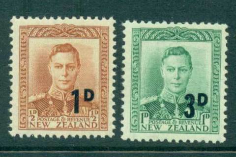 New-Zealand-1950-53-KGVI-surcharges-2-MUH-Lot28532