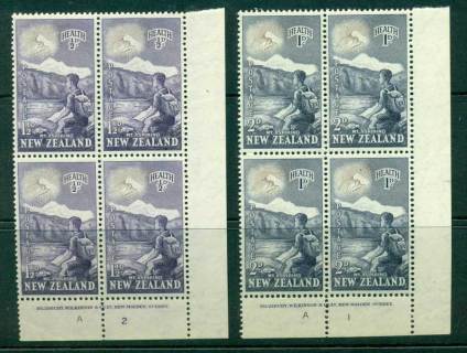 New-Zealand-1954-Health-Mts-Aspiring-Everest-Plate-Imprint-Blocks-4-MH-MUH-Lot25815