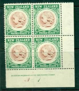 New-Zealand-1955-Health-2d-Medallion-Plate-A1-Imprint-Block-4-gum-adhesions-MH-Lot25826