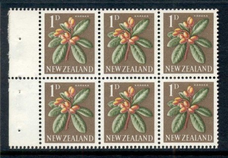 New-Zealand-1960-66-1d-Karaka-Flower-booklet-pane-MUH