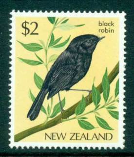 New-Zealand-1985-2-Black-Robin-Bird-MUH-Lot28673