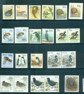 New-Zealand-1985-95-Bird-Stamps-Asst-inc-booklet-to-10-MUH-lot53183