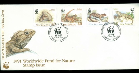 New-Zealand-1991-WWF-Tuatara-Reptiles-Lizard-FDC-lot52790