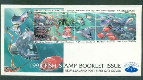 New-Zealand-1993-Fish-Booklet-pane-FDC-lot50422